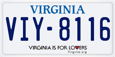 VA license plate VIY8116