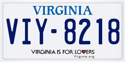 VA license plate VIY8218