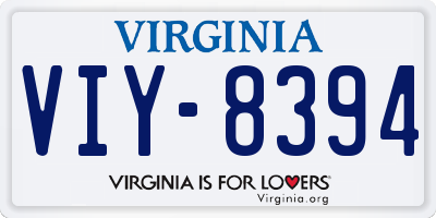 VA license plate VIY8394