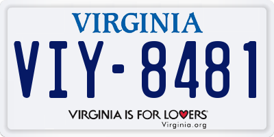 VA license plate VIY8481