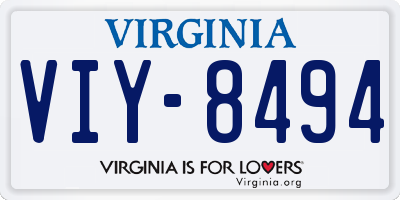 VA license plate VIY8494