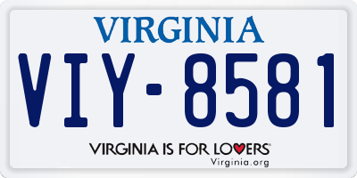VA license plate VIY8581