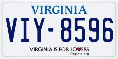 VA license plate VIY8596
