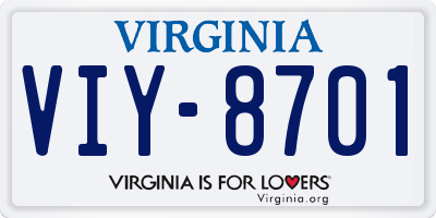 VA license plate VIY8701