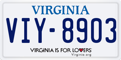 VA license plate VIY8903