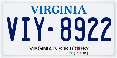 VA license plate VIY8922