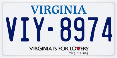 VA license plate VIY8974