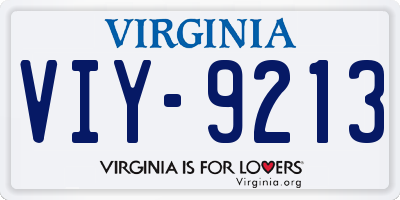 VA license plate VIY9213