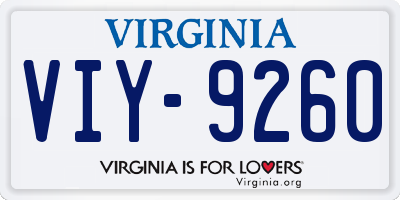 VA license plate VIY9260