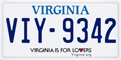 VA license plate VIY9342
