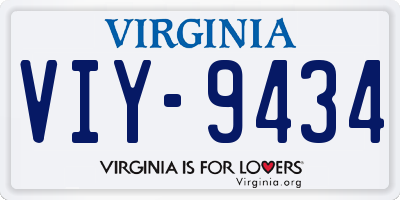 VA license plate VIY9434