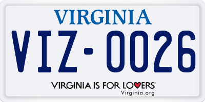 VA license plate VIZ0026