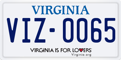 VA license plate VIZ0065