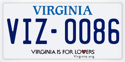 VA license plate VIZ0086