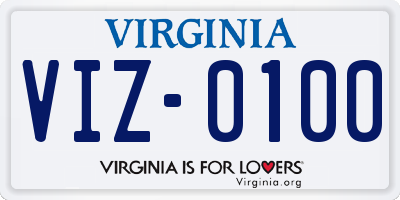 VA license plate VIZ0100