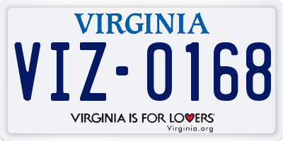 VA license plate VIZ0168