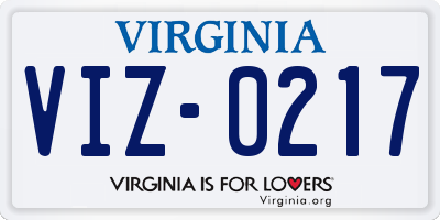 VA license plate VIZ0217
