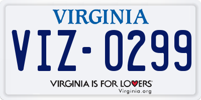 VA license plate VIZ0299