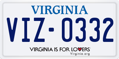 VA license plate VIZ0332