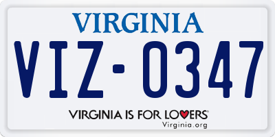 VA license plate VIZ0347