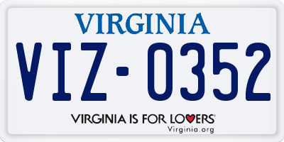 VA license plate VIZ0352