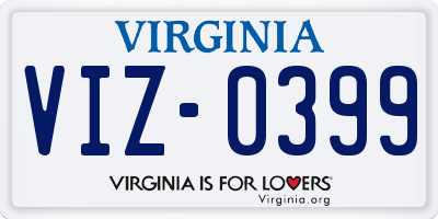 VA license plate VIZ0399