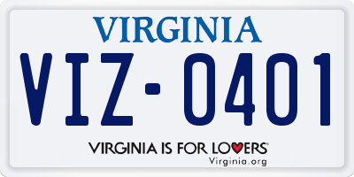 VA license plate VIZ0401