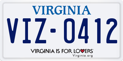 VA license plate VIZ0412
