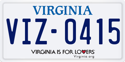 VA license plate VIZ0415
