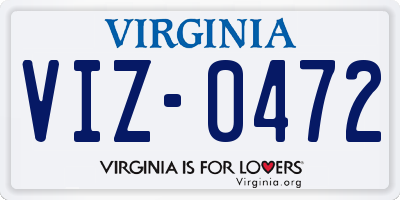 VA license plate VIZ0472