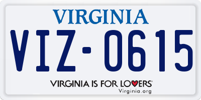 VA license plate VIZ0615