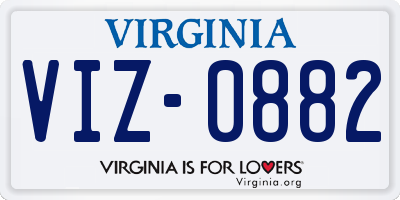 VA license plate VIZ0882
