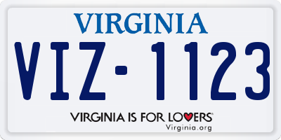 VA license plate VIZ1123