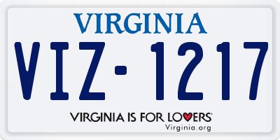 VA license plate VIZ1217
