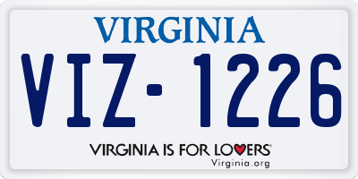 VA license plate VIZ1226