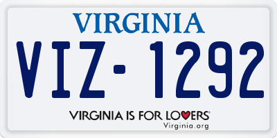 VA license plate VIZ1292