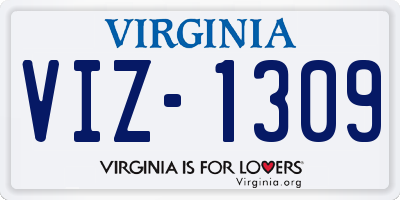 VA license plate VIZ1309