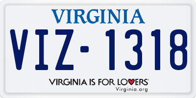 VA license plate VIZ1318