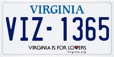 VA license plate VIZ1365