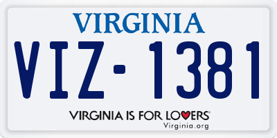 VA license plate VIZ1381