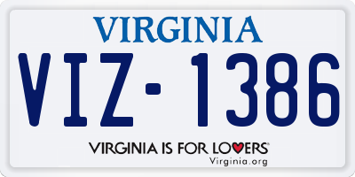 VA license plate VIZ1386