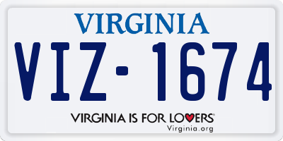 VA license plate VIZ1674