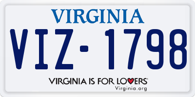 VA license plate VIZ1798