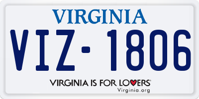 VA license plate VIZ1806