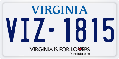 VA license plate VIZ1815