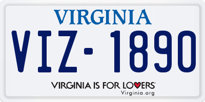 VA license plate VIZ1890
