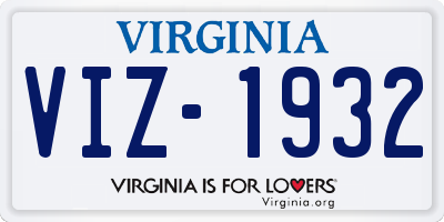 VA license plate VIZ1932