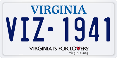 VA license plate VIZ1941