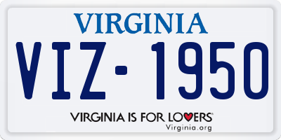 VA license plate VIZ1950