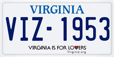 VA license plate VIZ1953
